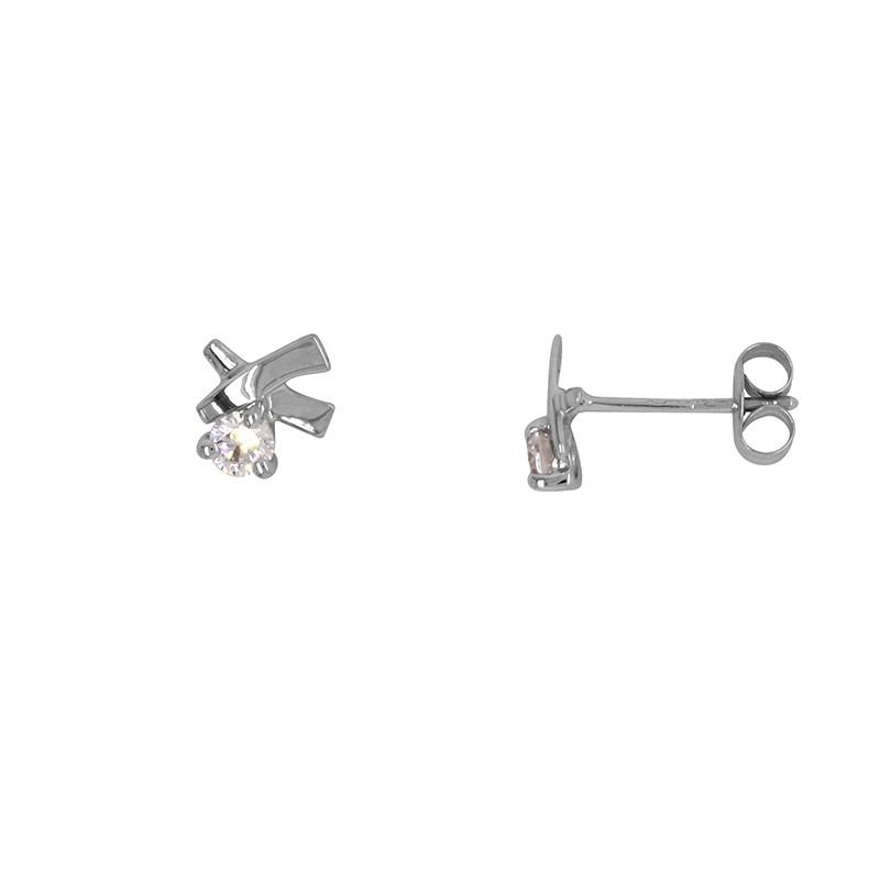 Boucles d'oreilles Carador fantaisie croisé or blanc 375/000 et oxyde de zirconium de 0,20 cts