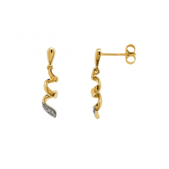 Boucles d'oreilles Carador spirales or bjaune 375/000 et oxydes de zirconium