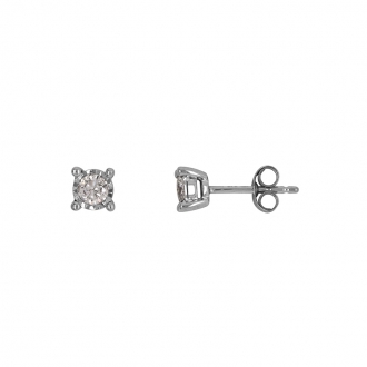 Boucles d'oreilles Carador Diamant 0,15 cts  et Or blanc 375/000
