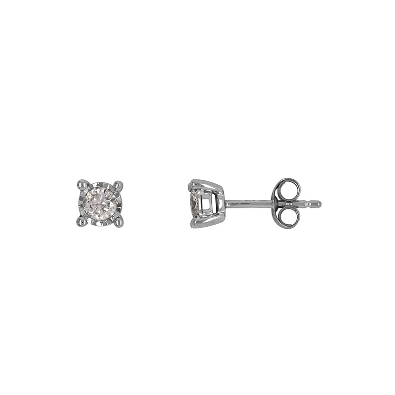 Boucles d'oreilles Carador Diamant 0,15 cts  et Or blanc 375/000