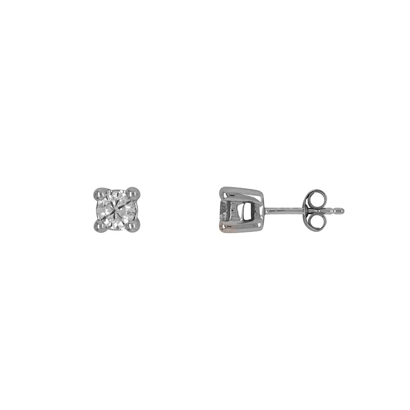 Boucles d'oreilles Carador solitaire or blanc 375/000, diamant 0,40 cts