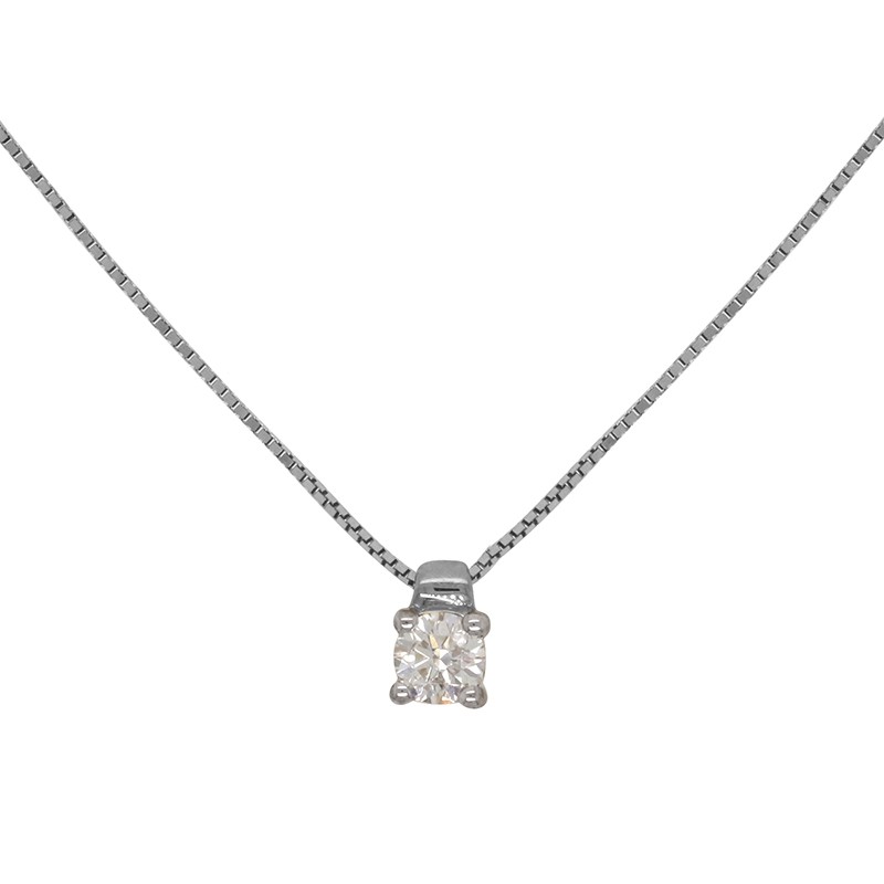 Collier Solitaire Carador Or blanc 375/000 et diamant 0,18 cts