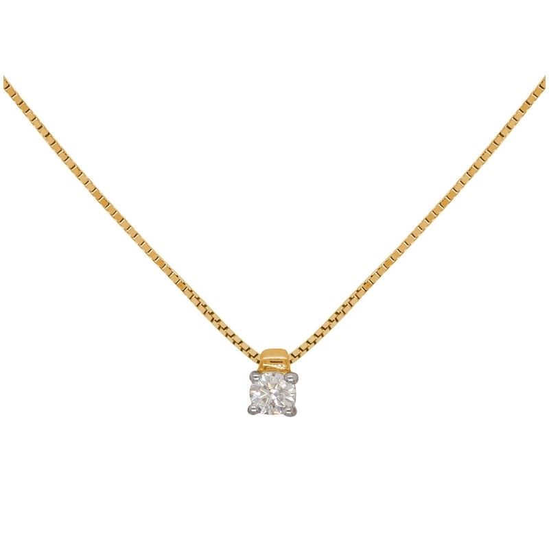 Collier solitaire Carador Orjaune 375/000 et diamant 0,25 cts