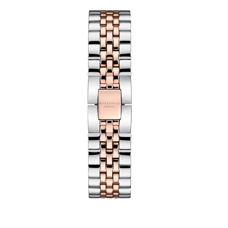 Montre Rosefield The Boxy acier argenté et doré rose 