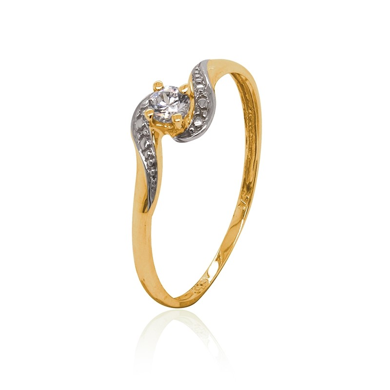 Bague Carador Solitaire or jaune 375 000 et oxyde de zirconium