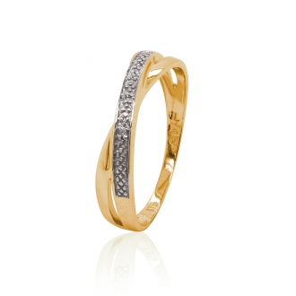 Bague Carador Or jaune et blanc 375/000 et diamants 0,009 cts