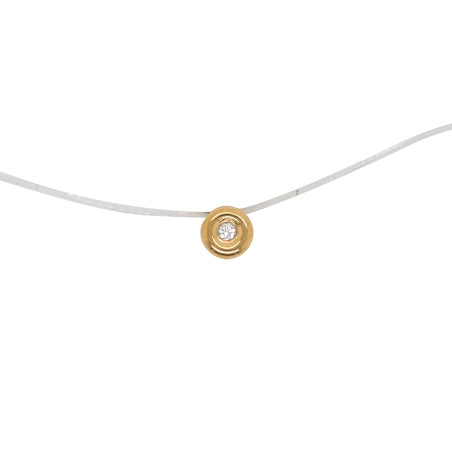 COLLIER FIL NYLON ET SOLITAIRE CARADOR OR 375/000