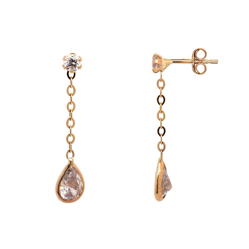 BOUCLES D'OREILLES PENDANTES CARADOR OR 375/000