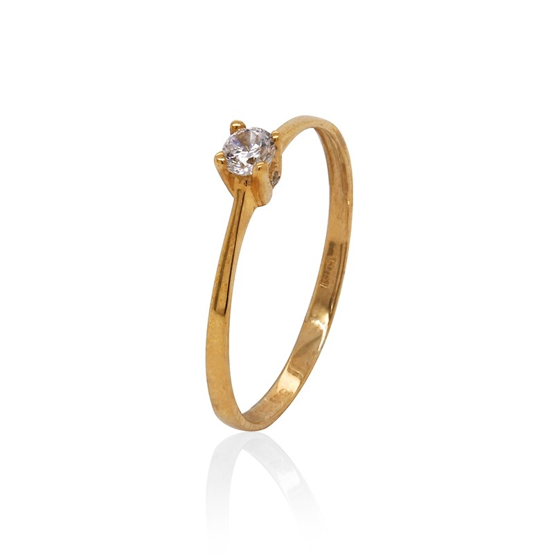 Bague Carador solitaire oxyde de zirconium 0,05cts et or jaune 375/000