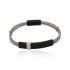 Bracelet Homme Carador cable acier double rang et plaque acier noir