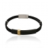 Bracelet Homme Carador cable acier double rang et plaque acier noir et doré