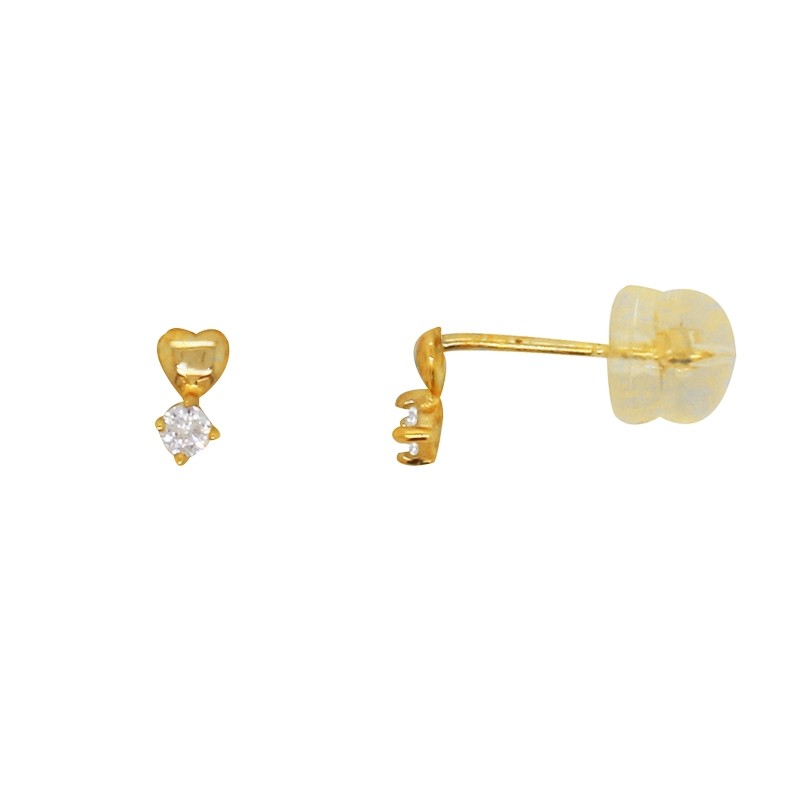 Boucles d'oreilles Carador or jaune 375/000 petit cœur et oxyde de zirconium