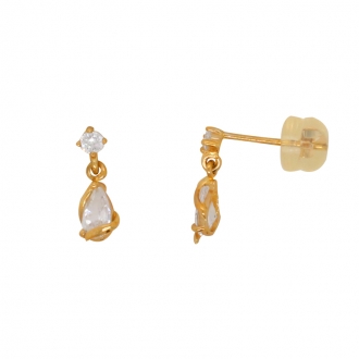 Boucles d'oreilles Carador pendantes or jaune et oxydes de zircionium