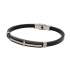 Bracelet en cuir et acier inoxydable noir carador