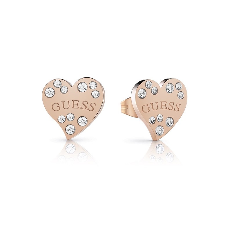 Boucles d'oreilles clous en acier doré rose GUESS UBE78053