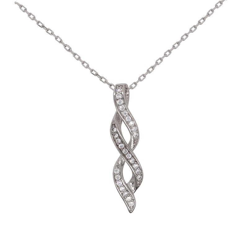 Collier Femme Carador torsade argent 925/000,  et oxydes de zirconium