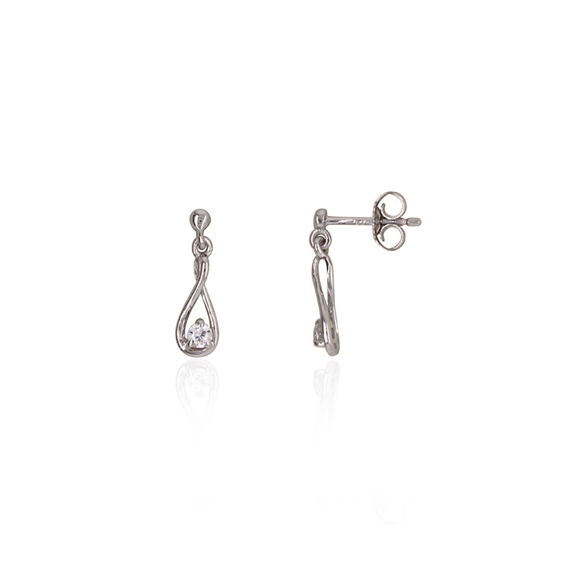 BOUCLES D'OREILLES  CARADOR OR BLANC 375/000 OXYDE DE ZIRCONIUM