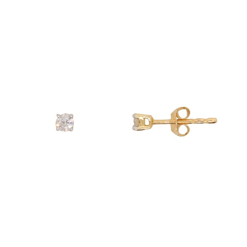 Boucles d'oreilles solitaire or jaune 750/000 et diamant