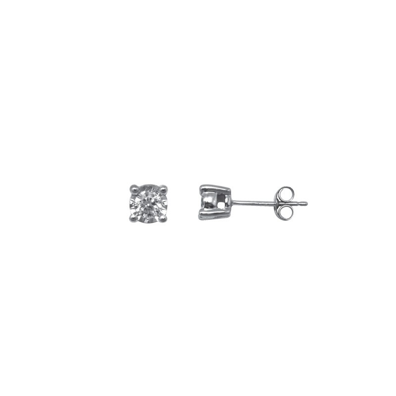 Boucles d'oreilles Carador Or blanc 375/000 et diamant 0,30 cts