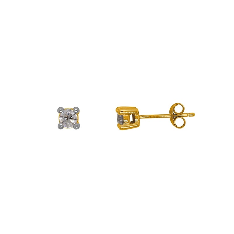 Boucles d'oreilles Carador Solitaire Diamant 0,40 cts et Or jaune 375/000