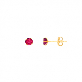 Boucles d'oreilles femme Carador or jaune 750/000 et rubis