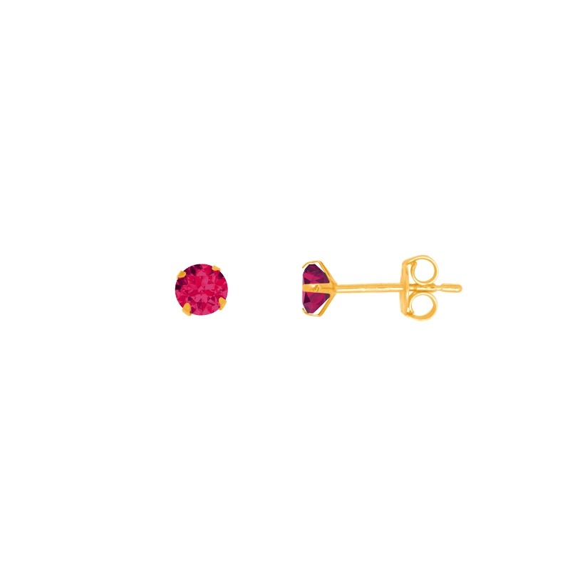 Boucles d'oreilles femme Carador or jaune 750/000 et rubis