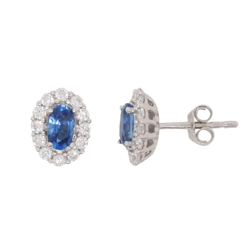 Boucles d'oreilles CARADOR or blanc 750/000  saphir et diamants