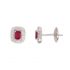 Boucles d'oreilles clou CARADOR or blanc 750/000 multiple diamants et rubis