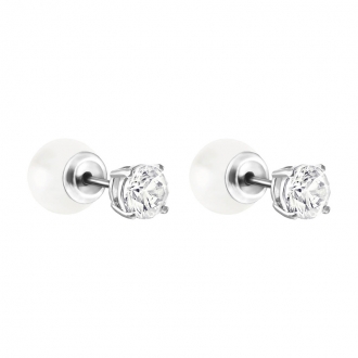 Boucles d'oreilles Swarovski Attract Pearl métal rhodié 5183618