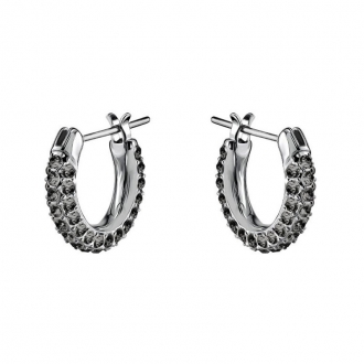 Boucles d'oreilles Swarovski Stone métal rhodié, cristaux noirs 5446023