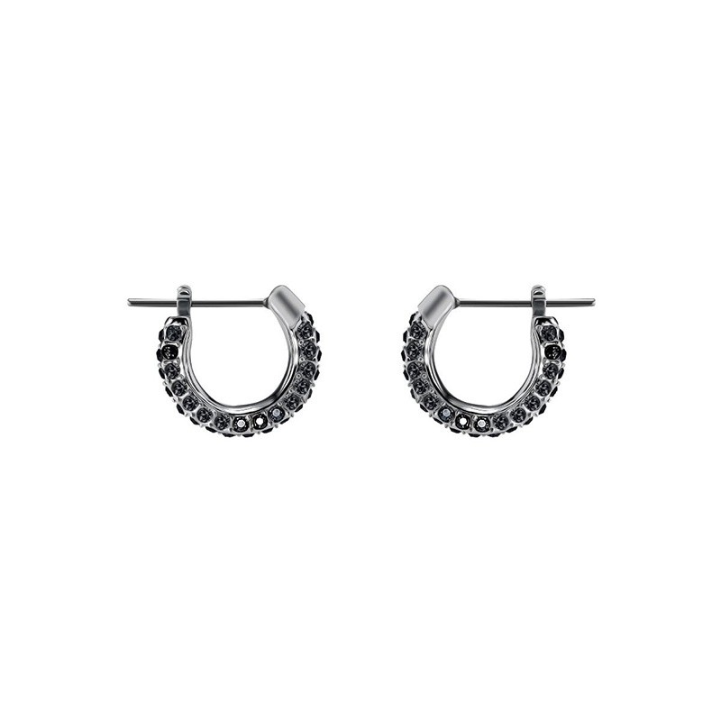 Boucles d'oreilles Swarovski Stone métal rhodié, cristaux noirs 5446023