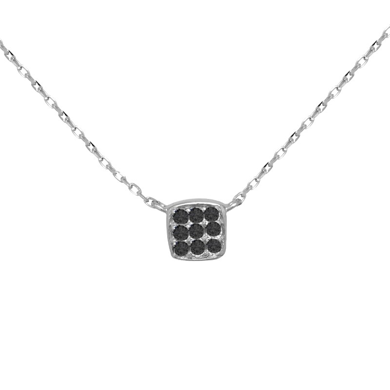 Collier CARADOR Femme argent 925/000 dome carré pavage zircons noirs