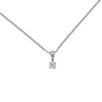 Collier Femme Carador solitaire diamant 0,1 cts en or blanc 750/000 