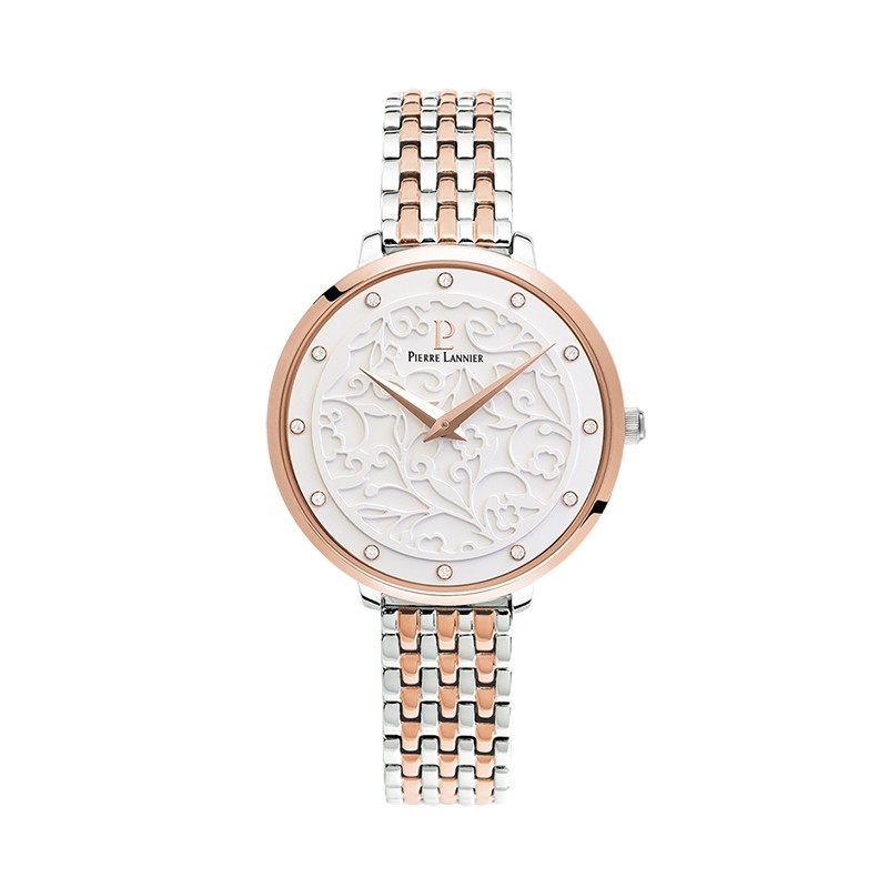 Montre femme Pierre Lannier Eolia acier argenté et doré rose 053J701