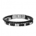 Bracelet Homme Fossil double rang cuir et perle d'agathe noire JF03122040