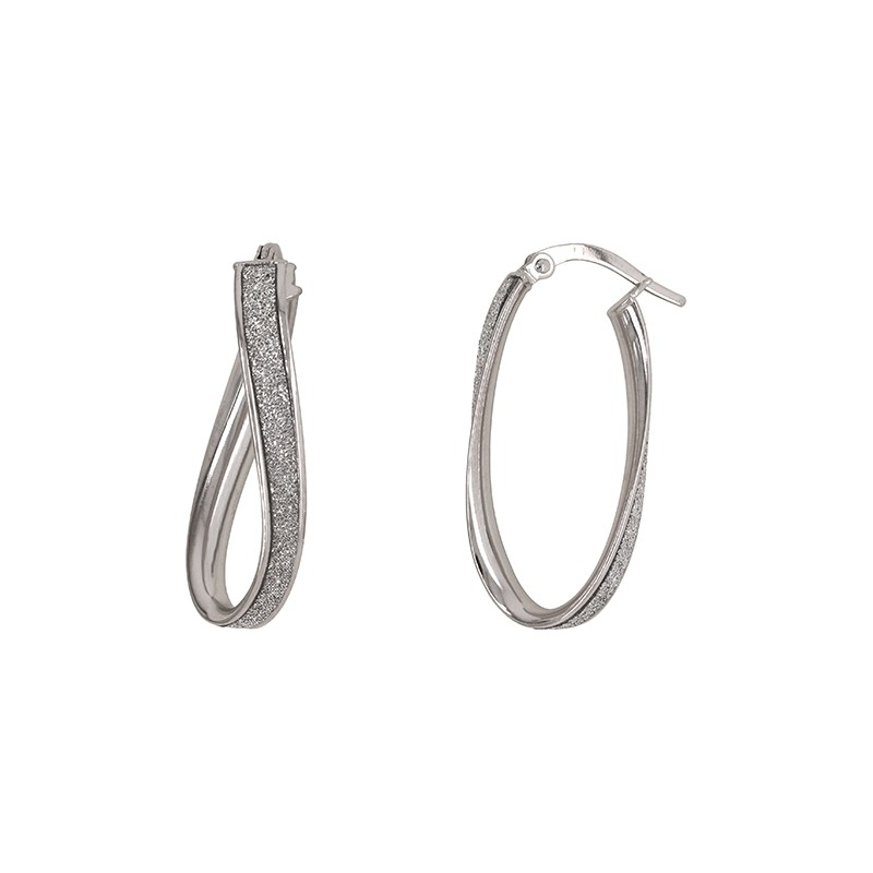 Boucles d'oreilles Carador type créoles torsadées Or Blanc 375/000