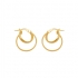 Boucles d'oreilles rondes doubles créoles en or jaune 375/000 CARADOR 1.5cm et 1 cm