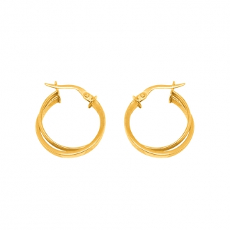 Boucles d'oreilles  doubles créoles rondes en or jaune 375/000 CARADOR 