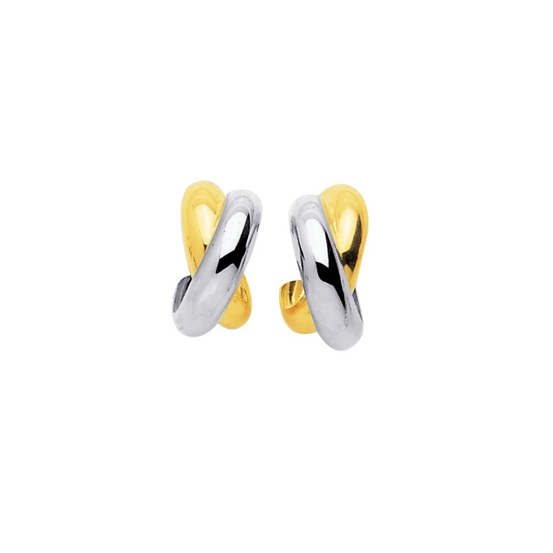 Boucles d'oreilles demi créoles Or Bicolore 750/000