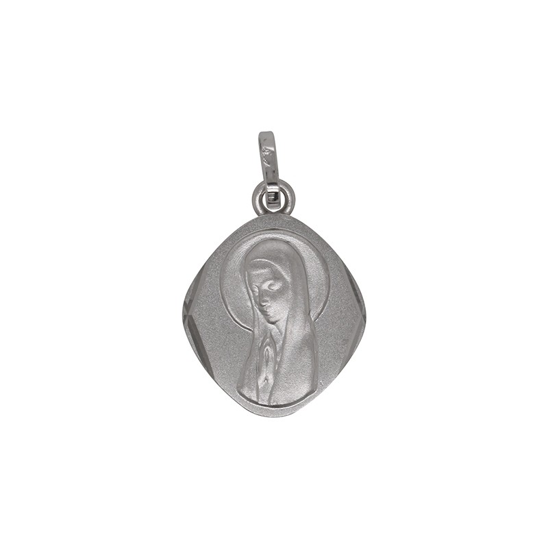 Médaille ovale Carador Vierge en or blanc 750/000