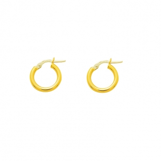 Boucles d'oreilles Créoles Carador en or jaune 750/00 diamètre 14 mm