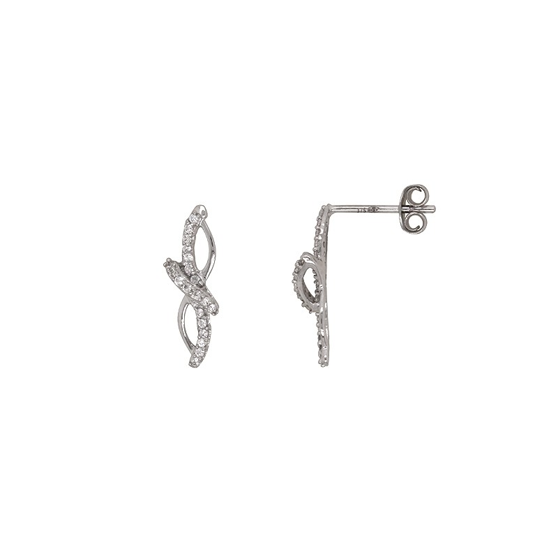 Boucles d'oreilles Carador relief or blanc 375/000 et oxydes de zirconium