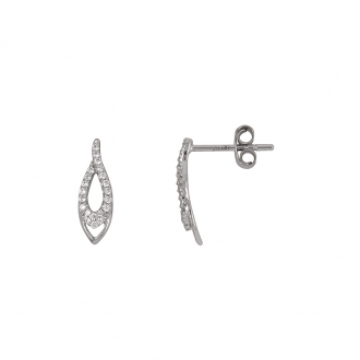 Boucles d'oreilles gouttes Carador pendantes en or blanc 375/000 et oxydes de zirconium