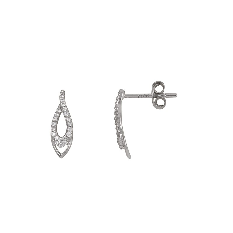 Boucles d'oreilles gouttes Carador pendantes en or blanc 375/000 et oxydes de zirconium