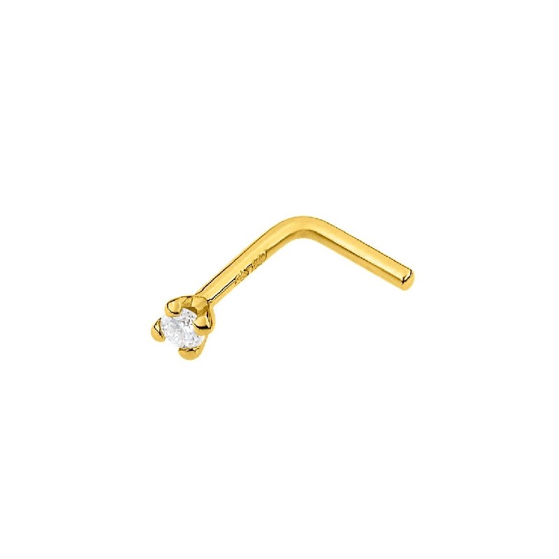 Piercing de nez de chez carador en  or jaune 750/000, diamant 0.01carats serti 4 griffes