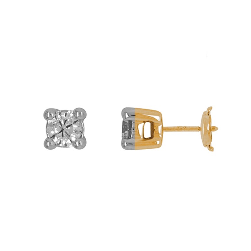 Boucles d'oreilles Carador diamant 0,70 cts or jaune et blanc 750/000