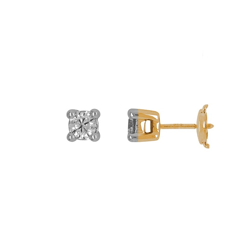 Boucles d'oreilles Carador diamant 0,60 cts or jaune et blanc 750/000