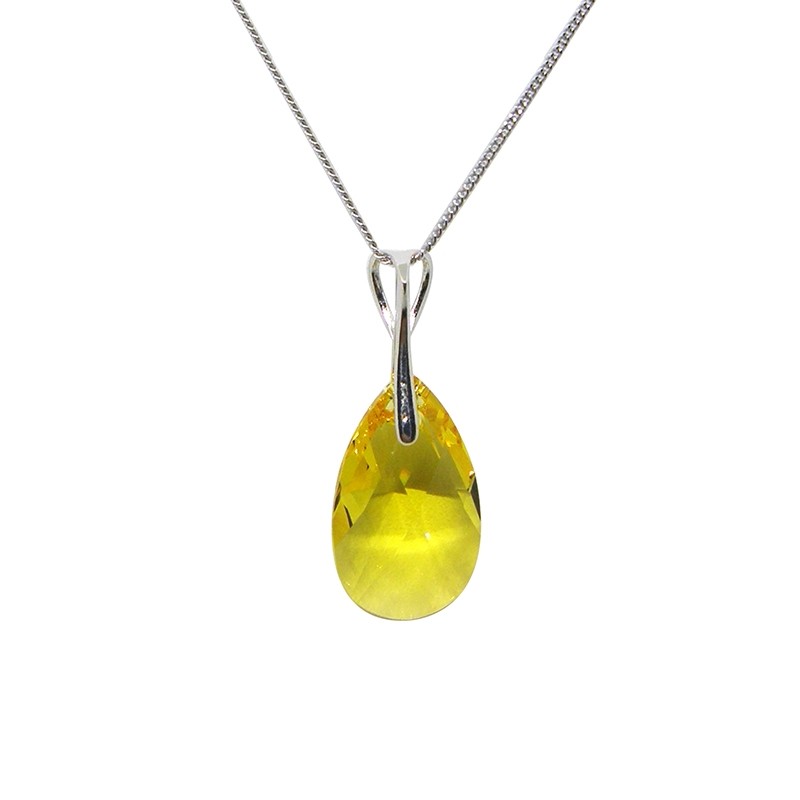 Collier Indicolite Larme cristal jaune CO-LARM-226