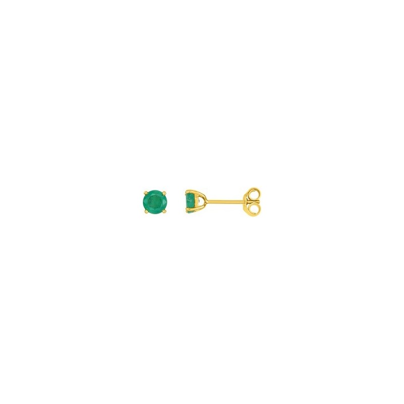 Boucles d'oreilles clous Emeraude Carador en or jaune 750/000 