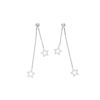 Boucles d'oreilles pendantes étoiles en or blanc 750/000 CARADOR